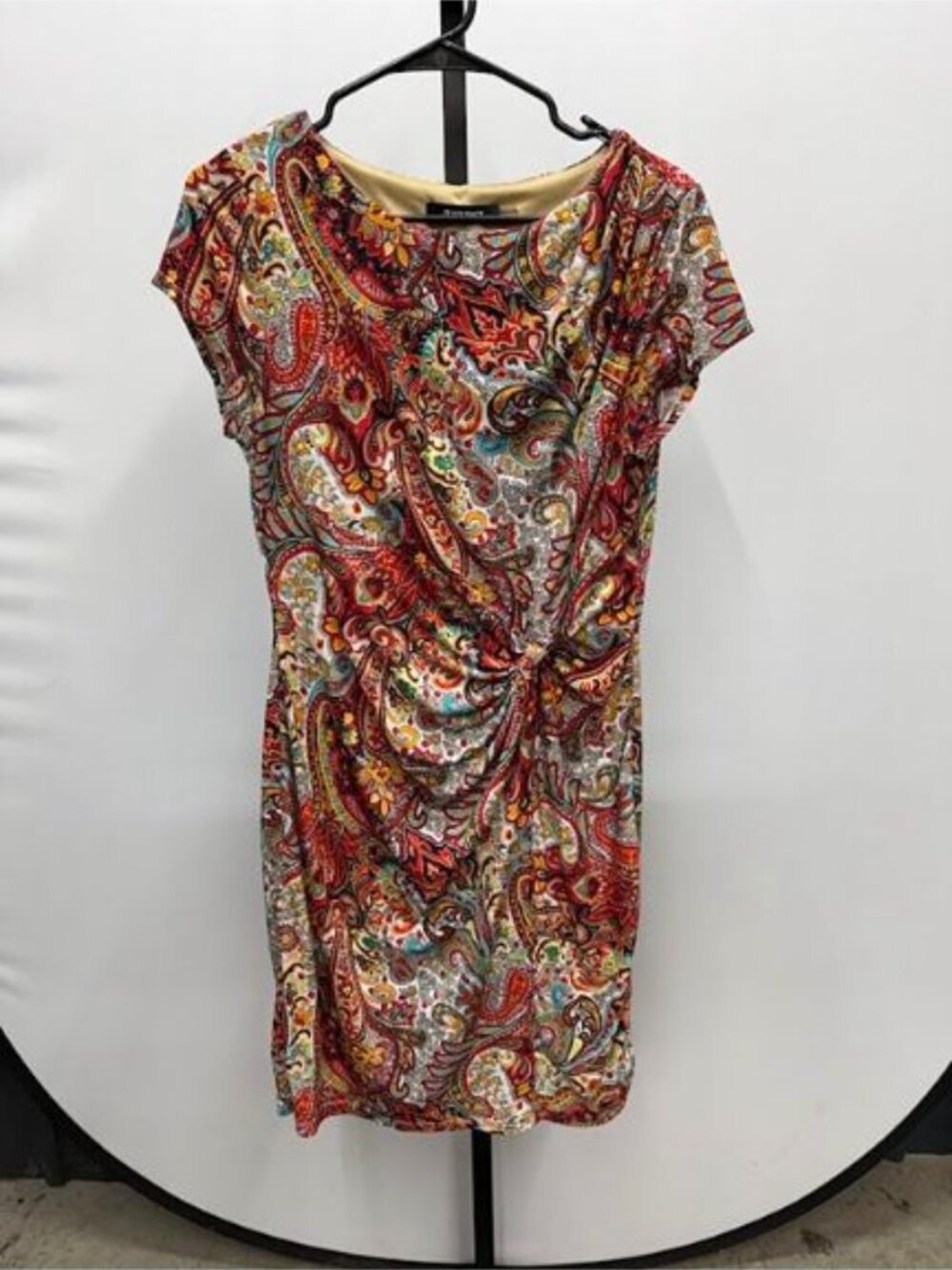 Ellen Tracy Paisley Draped Waist Dress